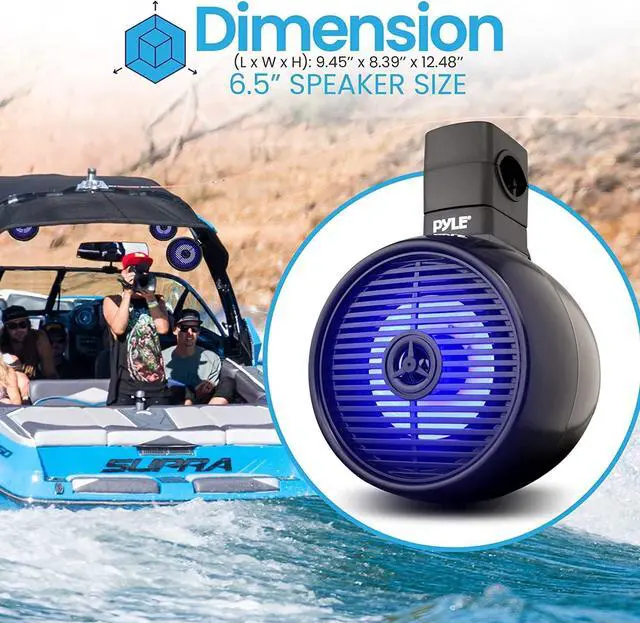 Alt view image 5 of 7 - Pyle 6.5" Marine Wakeboard Bluetooth Speaker System - Black