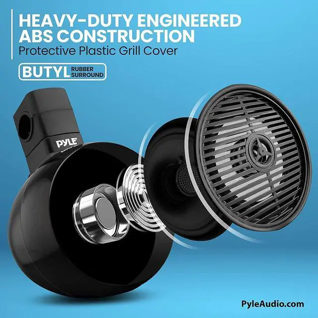 Alt view image 2 of 7 - Pyle 6.5" Marine Wakeboard Bluetooth Speaker System - Black