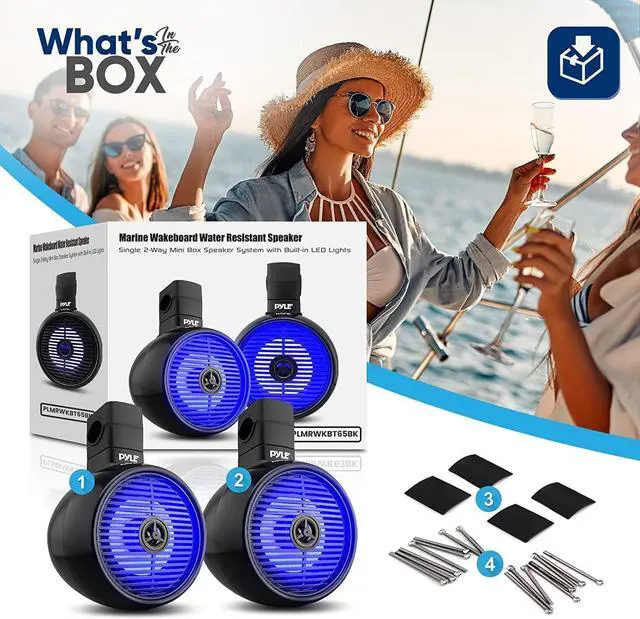 Alt view image 6 of 7 - Pyle 6.5" Marine Wakeboard Bluetooth Speaker System - Black