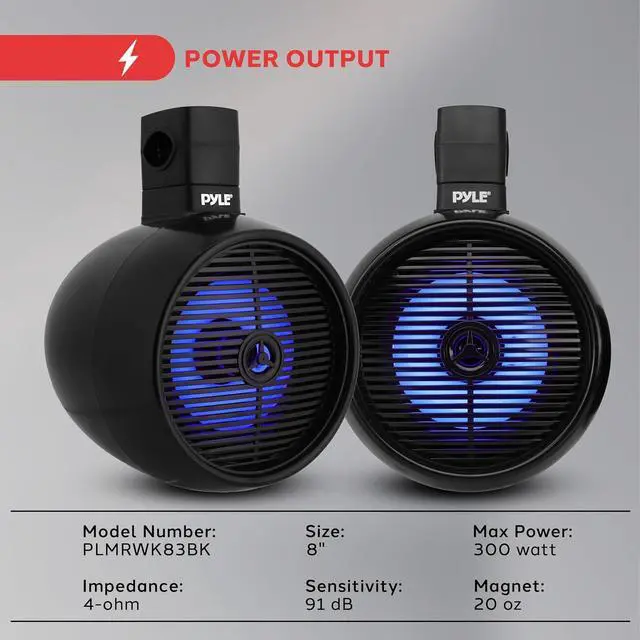 Alt view image 6 of 7 - Pyle 8" Marine Wakeboard Speaker System with Built-In LED Lights - Black