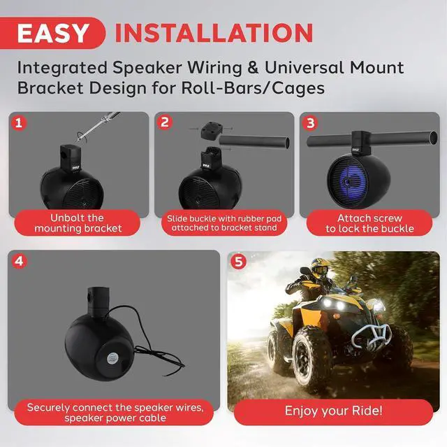 Alt view image 3 of 7 - Pyle 8" Marine Wakeboard Speaker System with Built-In LED Lights - Black