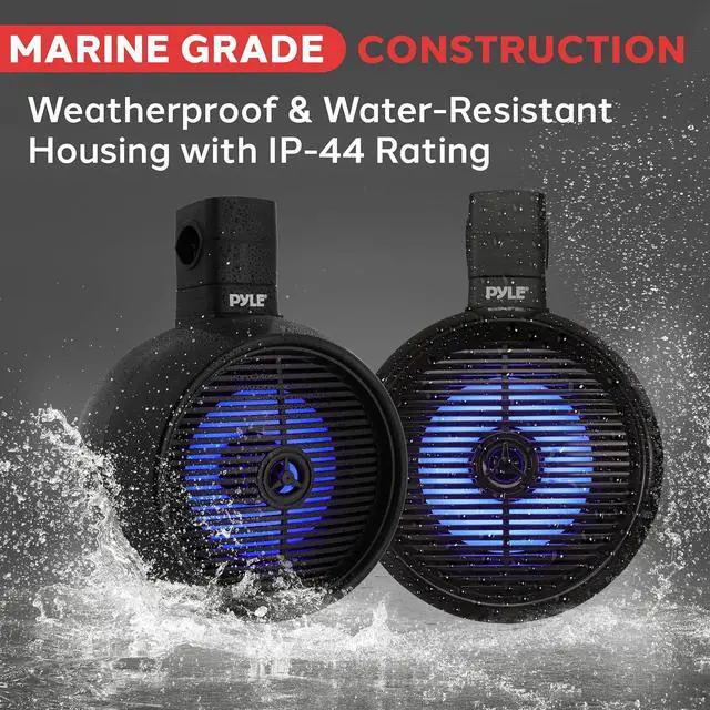 Alt view image 7 of 7 - Pyle 8" Marine Wakeboard Speaker System with Built-In LED Lights - Black