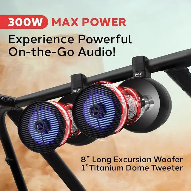 Alt view image 2 of 7 - Pyle 8" Marine Wakeboard Speaker System with Built-In LED Lights - Black