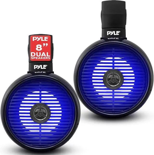Main image of Pyle 8" Marine Wakeboard Speaker System with Built-In LED Lights - Black