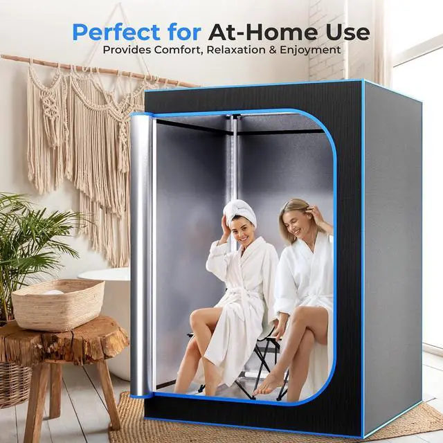 Alt view image 5 of 7 - SereneLife Portable Steam Sauna - One Person Infrared Sauna with Two Foldable Chairs - Black
