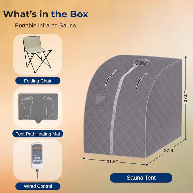 Alt view image 2 of 7 - SereneLife Portable Steam Sauna - One Person Detox Spa with Foldable Chair and Steam Pot - Black