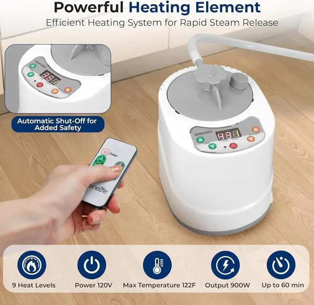 Alt view image 4 of 6 - SereneLife Portable Steam Sauna - One-Person Detox Spa with Foldable Chair and Steam Pot - Gray