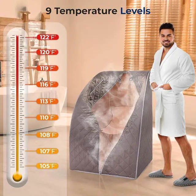 Alt view image 3 of 6 - SereneLife Portable Steam Sauna - One-Person Detox Spa with Foldable Chair and Steam Pot - Gray
