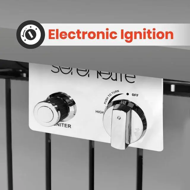 Alt view image 5 of 7 - SereneLife Propane Gas Fire Pit Table - 50,000 BTU Rectangle Gas Fire Pit with Glass Wind Guard and Weather Cover