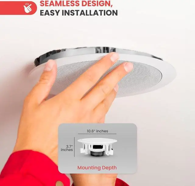 Alt view image 3 of 7 - 8 High Performance In-Wall / In-Ceiling Speakers, Dual 2-Way Stereo Speaker System, Pair (300 Watt)