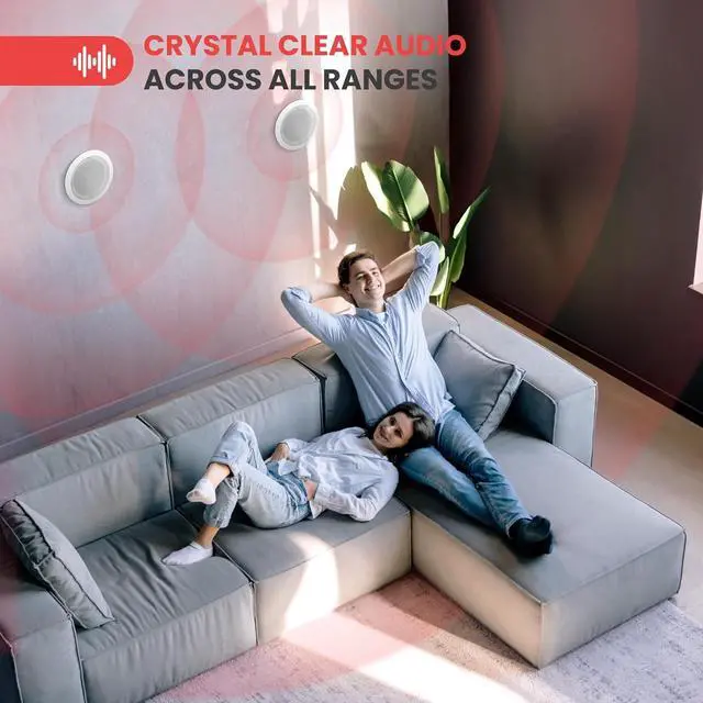 Alt view image 2 of 7 - 8 High Performance In-Wall / In-Ceiling Speakers, Dual 2-Way Stereo Speaker System, Pair (300 Watt)