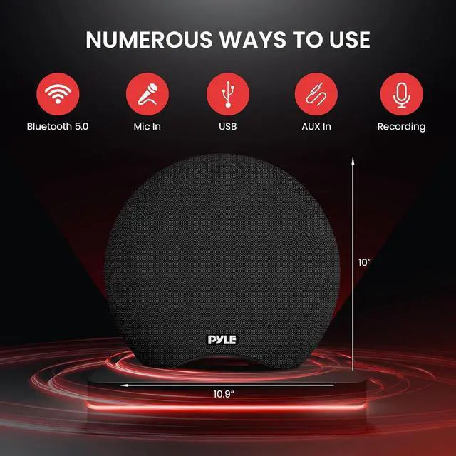 Alt view image 7 of 7 - Pyle Dual 3" Portable Bluetooth Waterproof Speaker with Wired Microphone & Rechargeable Battery - Black (PNX8BK)