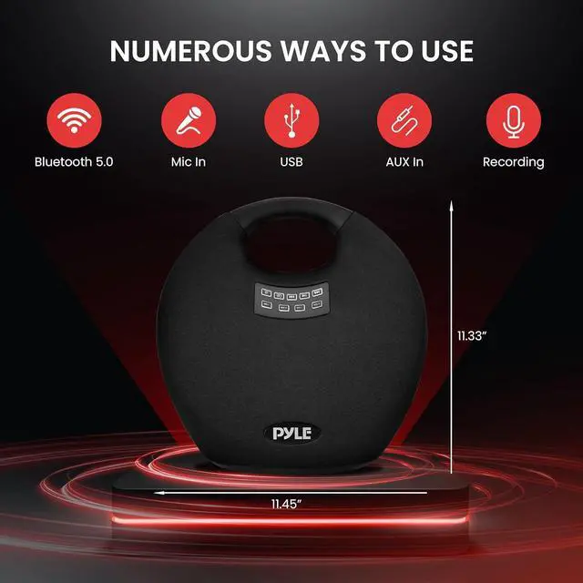 Alt view image 5 of 7 - Pyle 5.25" Portable Wireless Bluetooth Streaming Speaker with Rechargeable Battery & Wired Microphone - Black (PNX6BK)