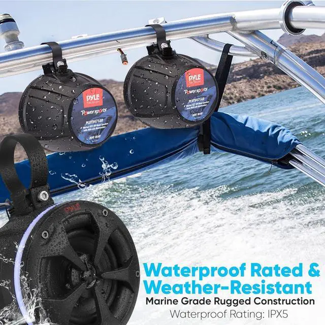 Alt view image 3 of 7 - Pyle 4" Waterproof Off-Road Speaker System with RGB Lights & Remote Control, 800W Marine-Grade Powersport Audio System - 2 Pairs (PLUTV471AR)