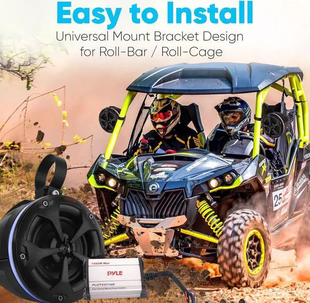 Alt view image 7 of 7 - Pyle 4" Waterproof Off-Road Speaker System with RGB Lights & Remote Control, 800W Marine-Grade Powersport Audio System - 2 Pairs (PLUTV471AR)