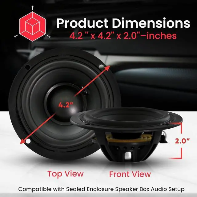 Alt view image 6 of 7 - Pyle 3.5'' Single Voice Coil Car Subwoofer - 20W 4-Ohm Audio Powered Subwoofer with Rubber Edge - PLMG35