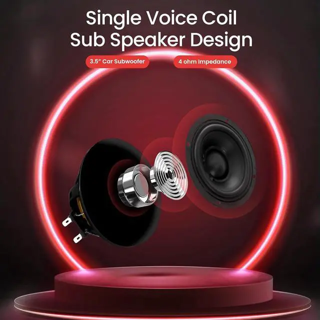 Alt view image 7 of 7 - Pyle 3.5'' Single Voice Coil Car Subwoofer - 20W 4-Ohm Audio Powered Subwoofer with Rubber Edge - PLMG35