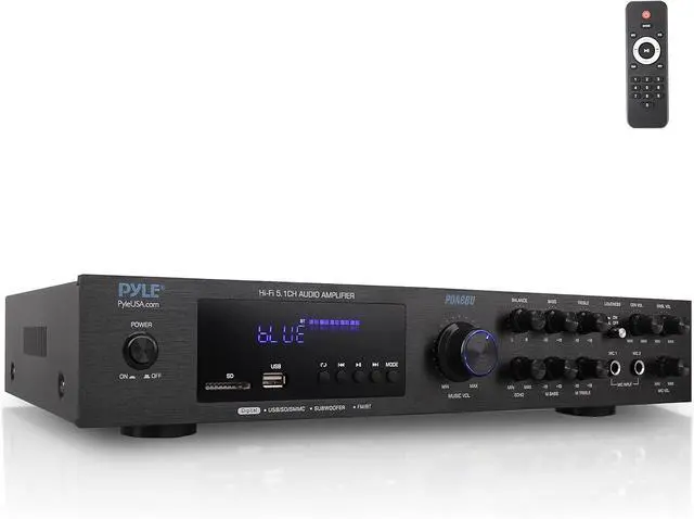 Main image of Pyle Multi-Channel Bluetooth Home Amplifier - 5.1 Channel Audio System with FM Radio, USB/SD Readers, Built-in Bluetooth - PDA8BU