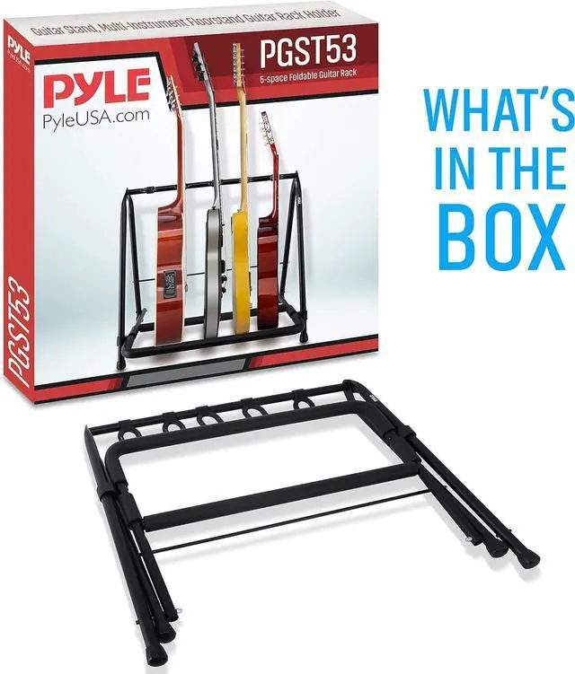 Alt view image 4 of 7 - Pyle 5-Space Foldable Multi-Guitar Stand - Black