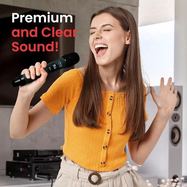 Alt view image 7 of 7 - Pyle UHF Quad Channel Wireless Microphone System - Includes (4) Handheld Microphones (Green)