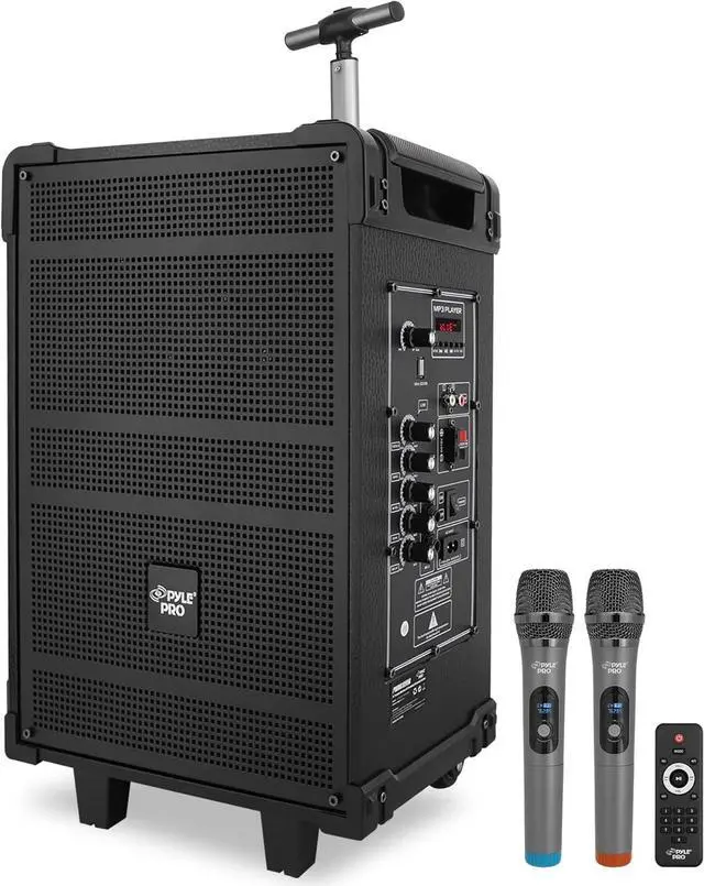 Main image of Pyle 10" Portable Wireless Bluetooth PA Speaker System with Microphones - PWMA1099A, 600W