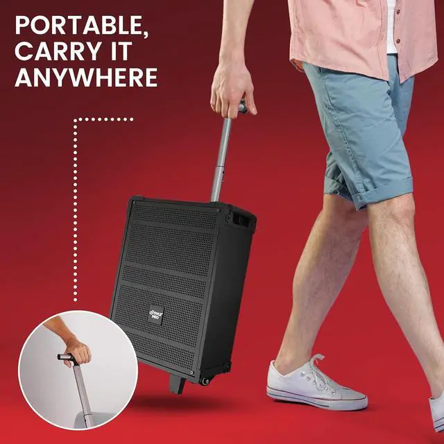 Alt view image 7 of 7 - Pyle 10" Portable Wireless Bluetooth PA Speaker System with Microphones - PWMA1099A, 600W