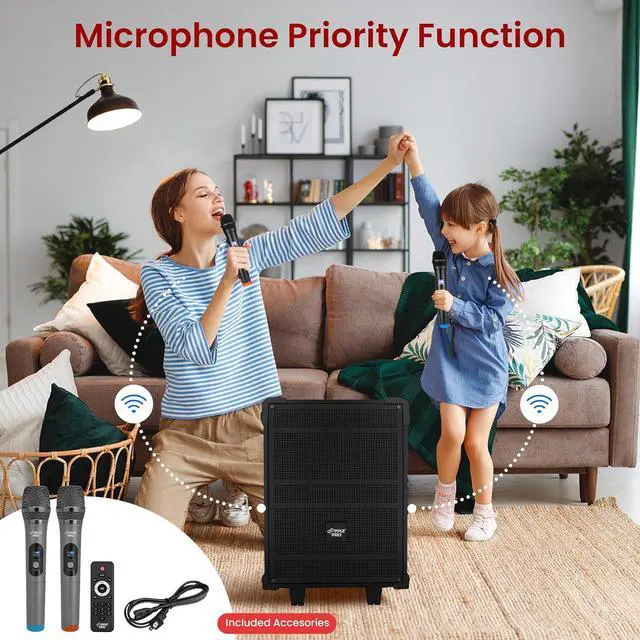 Alt view image 3 of 7 - Pyle 10" Portable Wireless Bluetooth PA Speaker System with Microphones - PWMA1099A, 600W