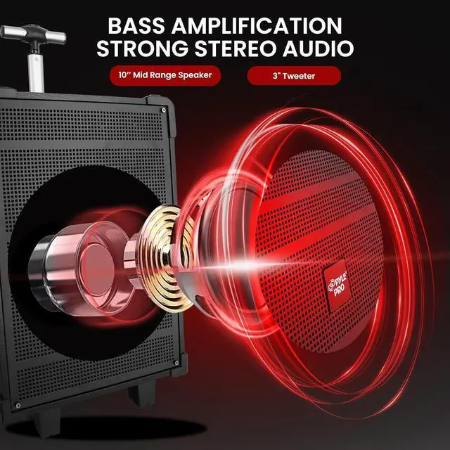 Alt view image 4 of 7 - Pyle 10" Portable Wireless Bluetooth PA Speaker System with Microphones - PWMA1099A, 600W