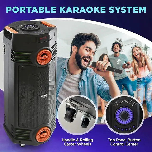 Alt view image 7 of 7 - Pyle Dual 6.5" Portable Bluetooth PA Speaker System with LED Lights - PPHP2694B, 300W