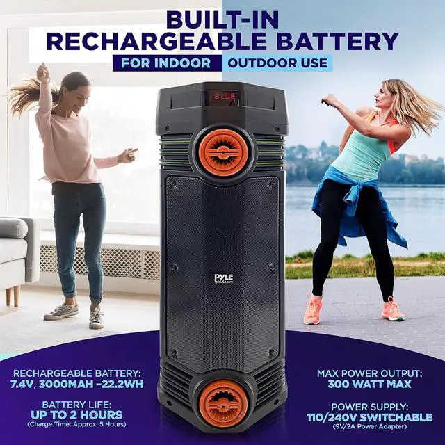 Alt view image 2 of 7 - Pyle Dual 6.5" Portable Bluetooth PA Speaker System with LED Lights - PPHP2694B, 300W