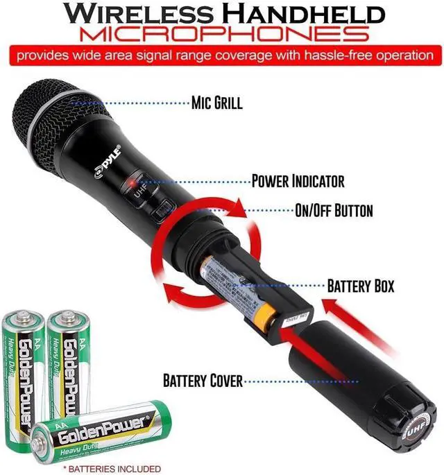 Alt view image 3 of 7 - Pyle 8-Channel UHF Wireless Microphone System with Rack Mount - PDWM8350
