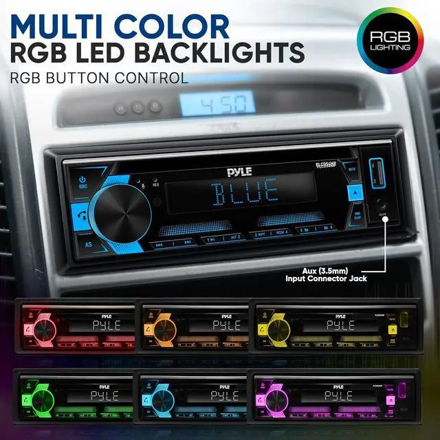 Alt view image 3 of 7 - Pyle Bluetooth CD/MP3 Radio Receiver - PLCD54MP, Single DIN, AM/FM, USB/AUX, 300W