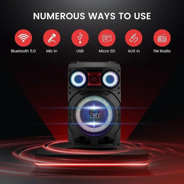 Alt view image 7 of 7 - Pyle 10" Portable Wireless Bluetooth Speaker System with TWS and LED Lights - PHP210DJT, 800W