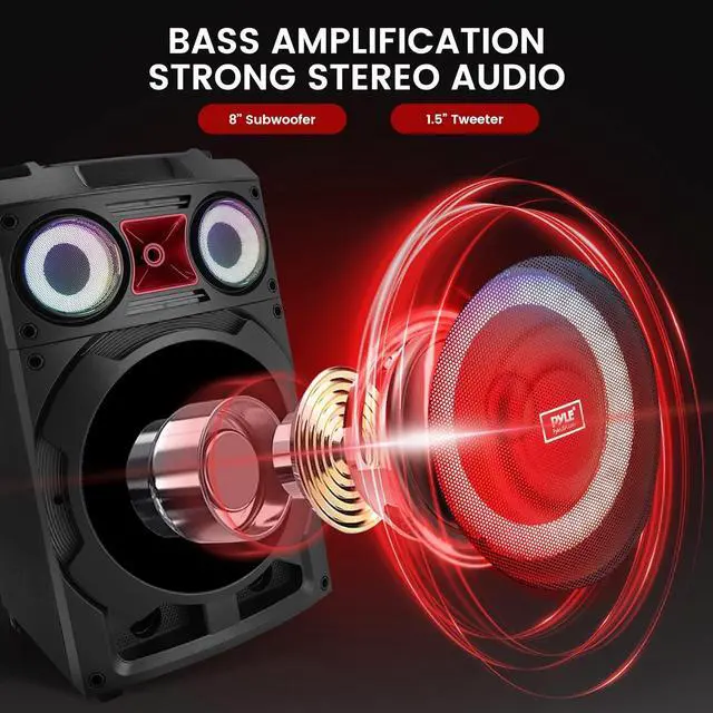 Alt view image 3 of 7 - Pyle 10" Portable Wireless Bluetooth Speaker System with TWS and LED Lights - PHP210DJT, 800W