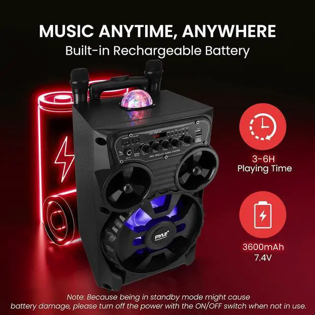Alt view image 4 of 7 - Pyle 8" Portable Bluetooth PA Speaker System - PPHP87BTA