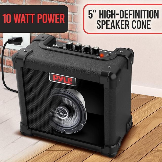 Alt view image 5 of 7 - Pyle Electronic Guitar Amplifier - 5" Portable High-Definition Speaker - PGTAMPL128B