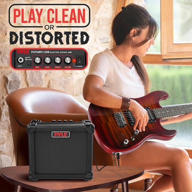 Alt view image 3 of 7 - Pyle Electronic Guitar Amplifier - 5" Portable High-Definition Speaker - PGTAMPL128B