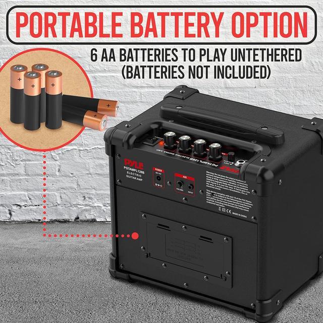 Alt view image 4 of 7 - Pyle Electronic Guitar Amplifier - 5" Portable High-Definition Speaker - PGTAMPL128B