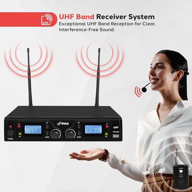 Alt view image 5 of 7 - Pyle UHF Wireless Microphone System Kit - PDWM3365