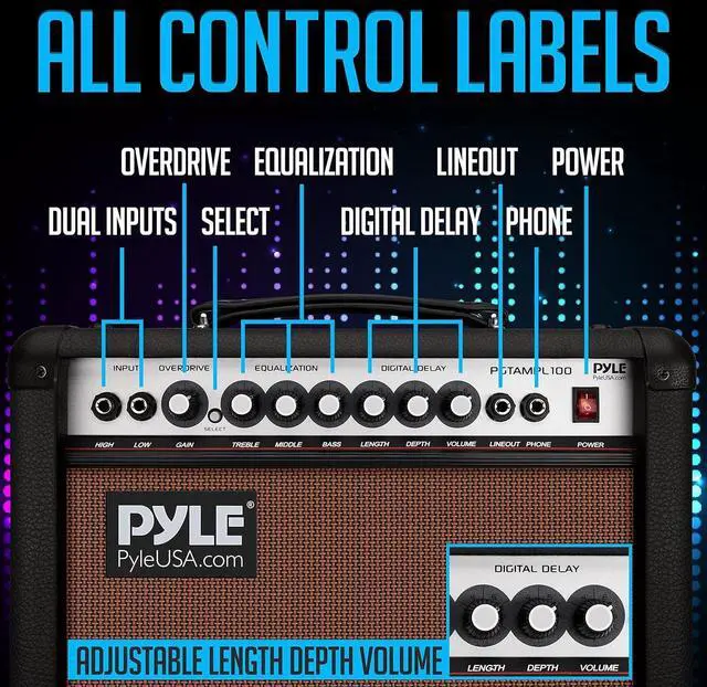 Alt view image 7 of 7 - Pyle Electronic Guitar Amplifier - PGTAMPL100