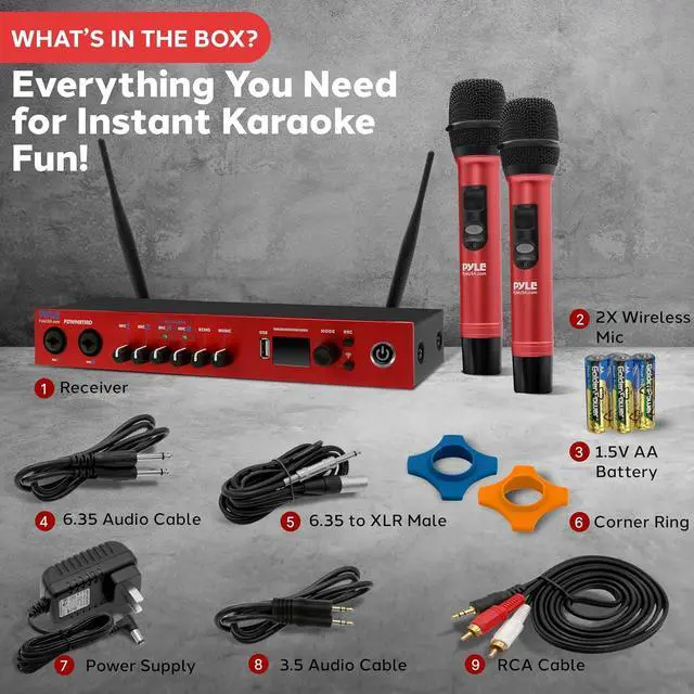 Alt view image 4 of 7 - Pyle Portable Karaoke Microphone Mixer System - PDWM811RD