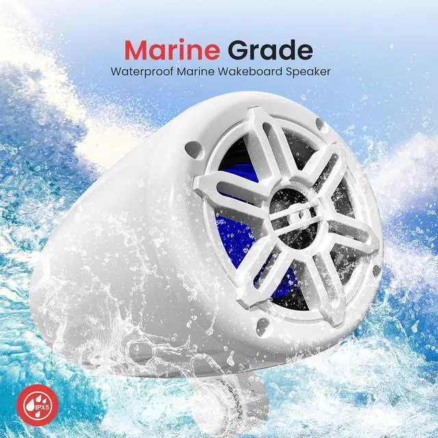 Alt view image 3 of 7 - Pyle 4" Waterproof Off-Road Marine Box Speakers, 2-Way System - White PLMRWK49WT