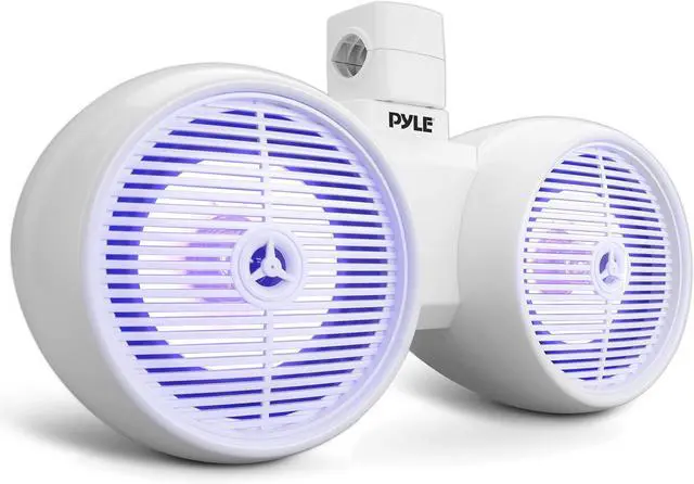 Main image of Pyle 8" Marine Wakeboard Bluetooth Speakers with LED Lights - Dual 2-Way 300W System PLMRWKBT82WT