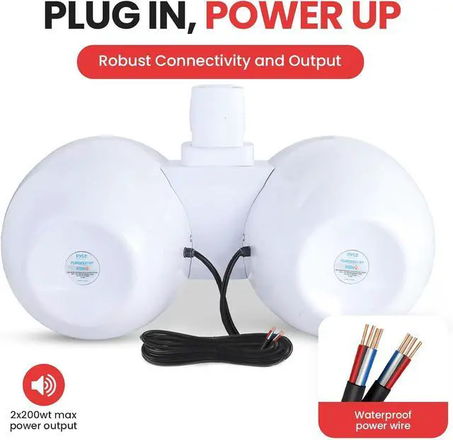 Alt view image 6 of 7 - Pyle 8" Dual Marine Wakeboard Speakers with LED Lights - 2-Way 300W System PLMRWK81WT