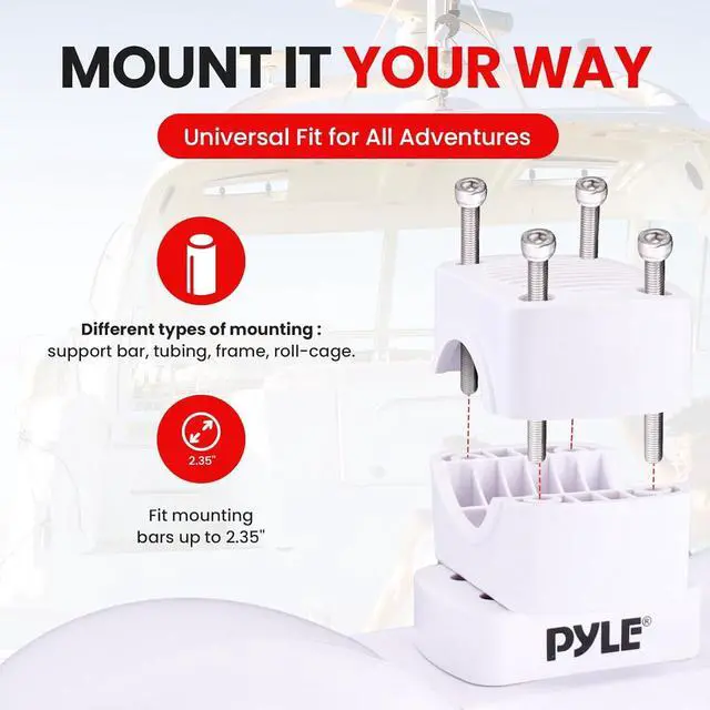 Alt view image 3 of 7 - Pyle 8" Dual Marine Wakeboard Speakers with LED Lights - 2-Way 300W System PLMRWK81WT