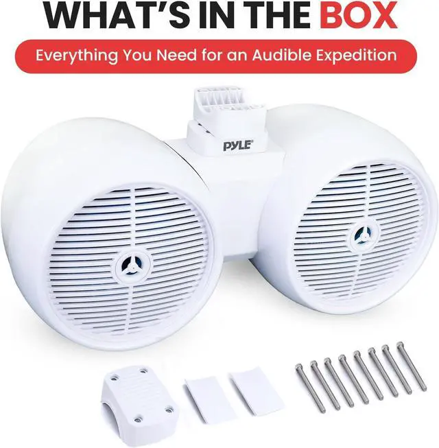 Alt view image 5 of 7 - Pyle 8" Dual Marine Wakeboard Speakers with LED Lights - 2-Way 300W System PLMRWK81WT