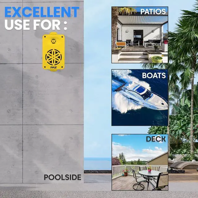 Alt view image 5 of 7 - Pyle 3.5" 2-Way Indoor/Outdoor Bluetooth Speakers with Polymer Tweeter - Yellow PDWRBT36YL