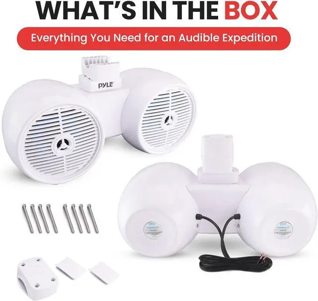 Alt view image 6 of 7 - Pyle 6.5" Marine Wakeboard Speakers with LED Lights - Dual 2-Way Water Resistant System, White PLMRWK61WT