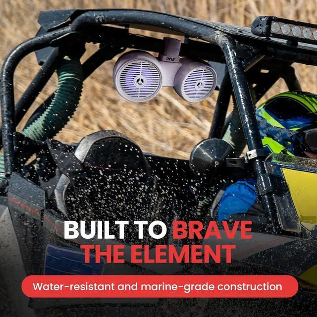 Alt view image 5 of 7 - Pyle 6.5" Marine Wakeboard Speakers with LED Lights - Dual 2-Way Water Resistant System, White PLMRWK61WT