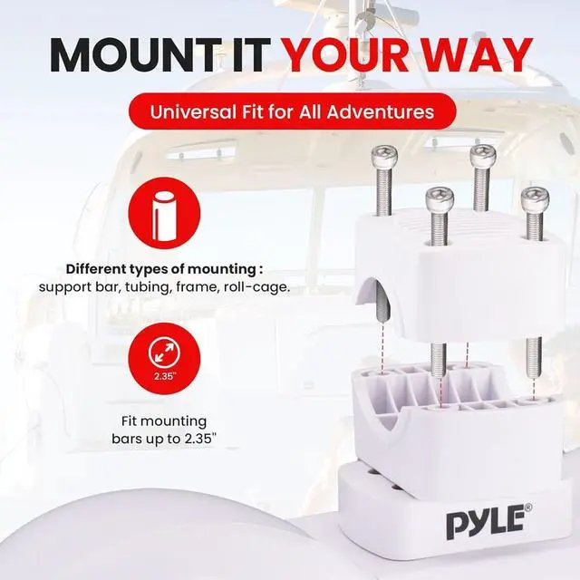 Alt view image 7 of 7 - Pyle 6.5" Marine Wakeboard Speakers with LED Lights - Dual 2-Way Water Resistant System, White PLMRWK61WT